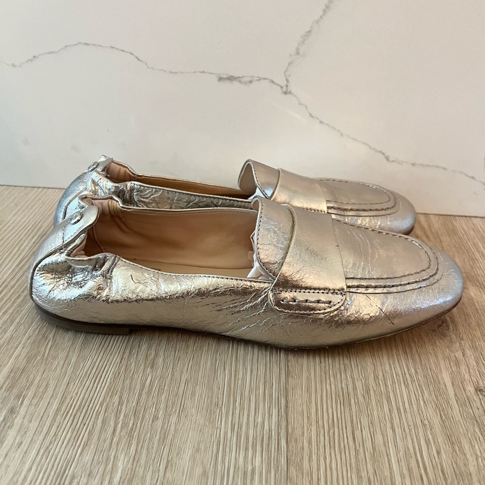 AGL Metallic Silver Loafers for Women